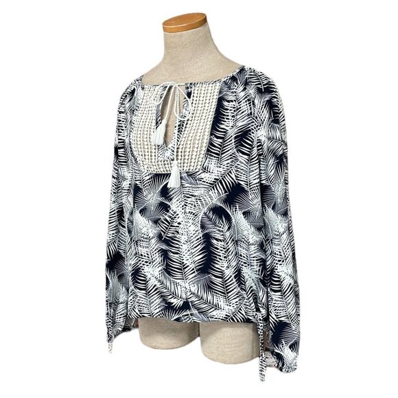 Carve Designs Blouse Long Sleeve Floral Blue White Size Small S - Picture 3 of 16